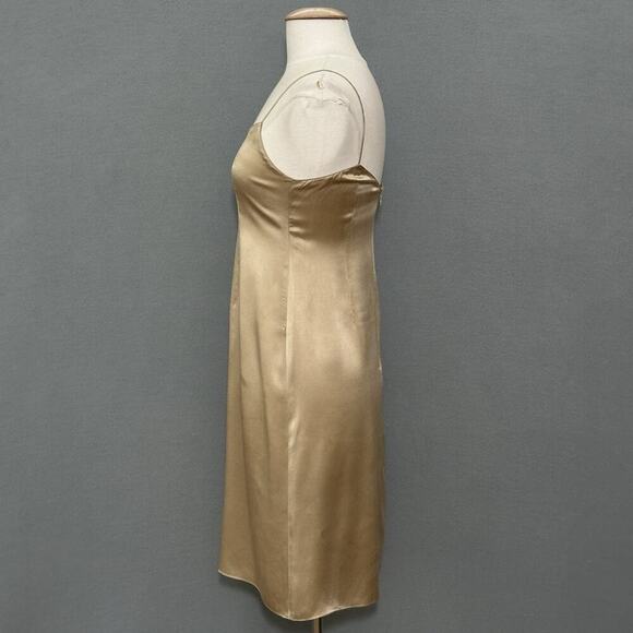 Rickie Freeman Teri Jon Womens Dress 4 Gold Silk Satin‎ Slip Cocktail Retro Y2K - Picture 5 of 13